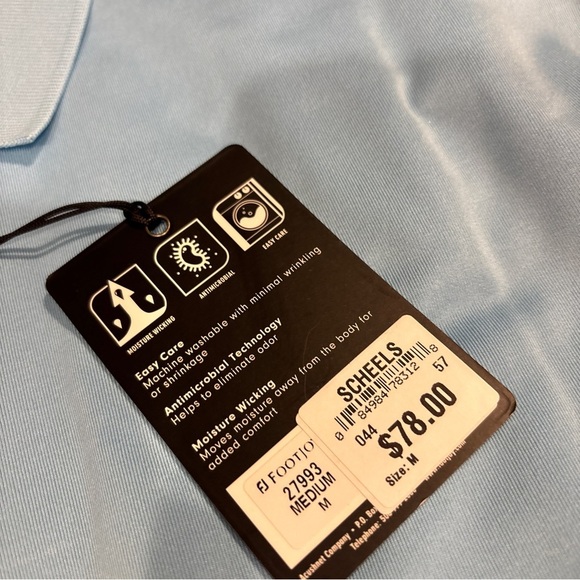 Men's FootJoy Dri Release light blue striped Golf Polo Medium NWT - Picture 3 of 13